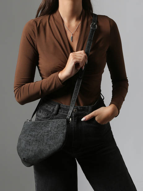 Sac Bandoulière City Perle Tweed Nathan baume Noir n city TW vue secondaire 1